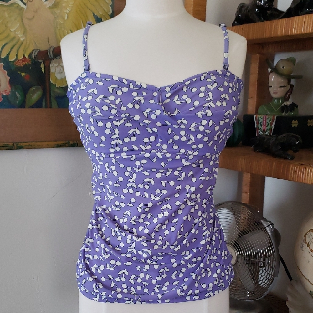 Croft & Barrow Cherry Print Tankini Top Size 14